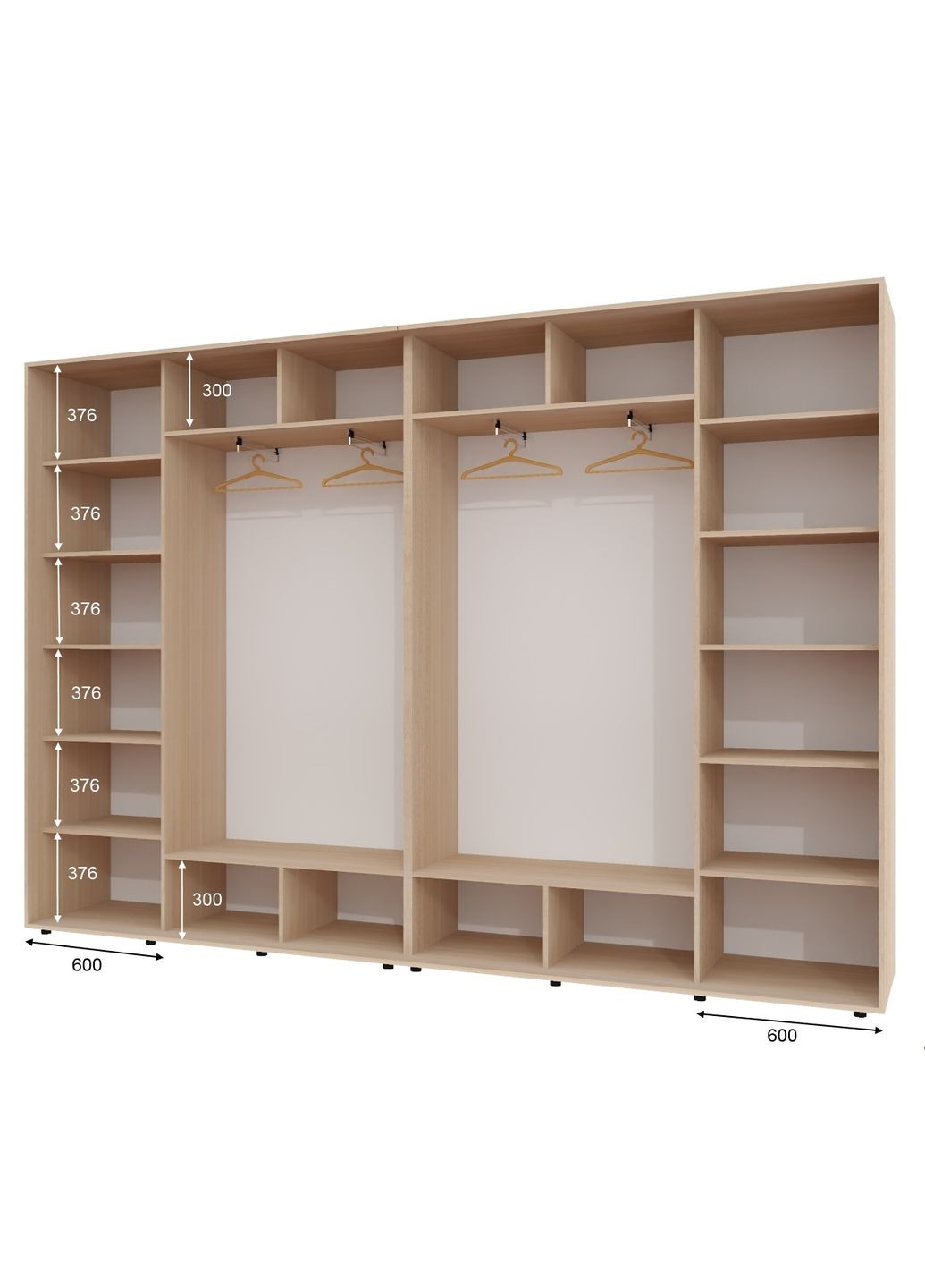 Шкаф-купе четырехдверный 330*45*220 см Дуб молочный 4 двери Зеркало ШК-02 Алекса (360475332)