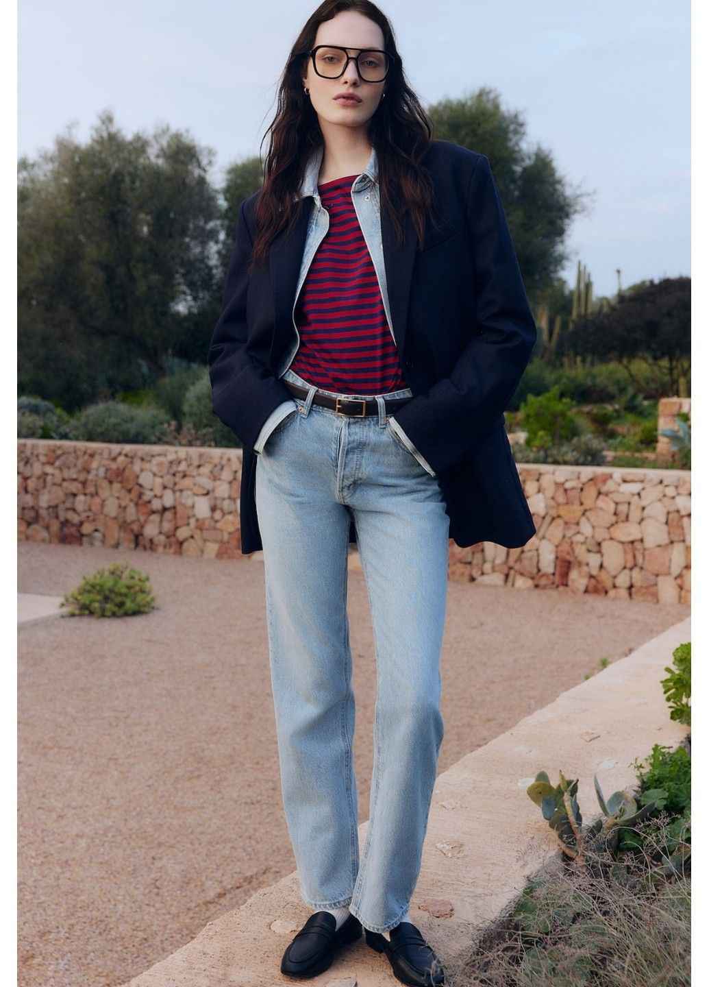 Женские джинсы Straight (58438) W34 Светло-синие H&M - (338628758)