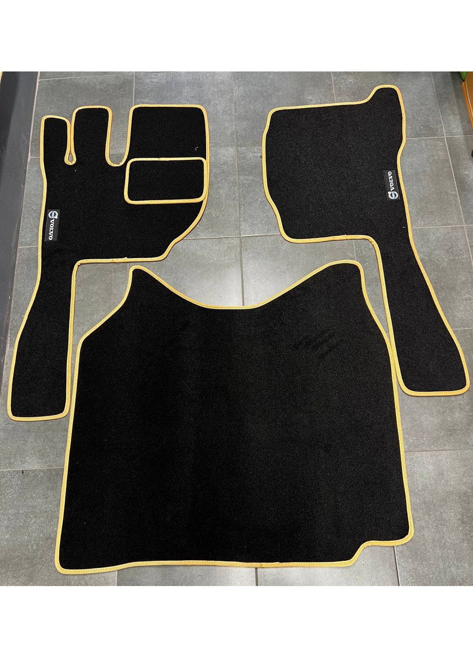 Коврики в салон ворсові для Volvo 12 2002-2012 АКПП, Чорні бежевий кант Beltex FH (370567450)