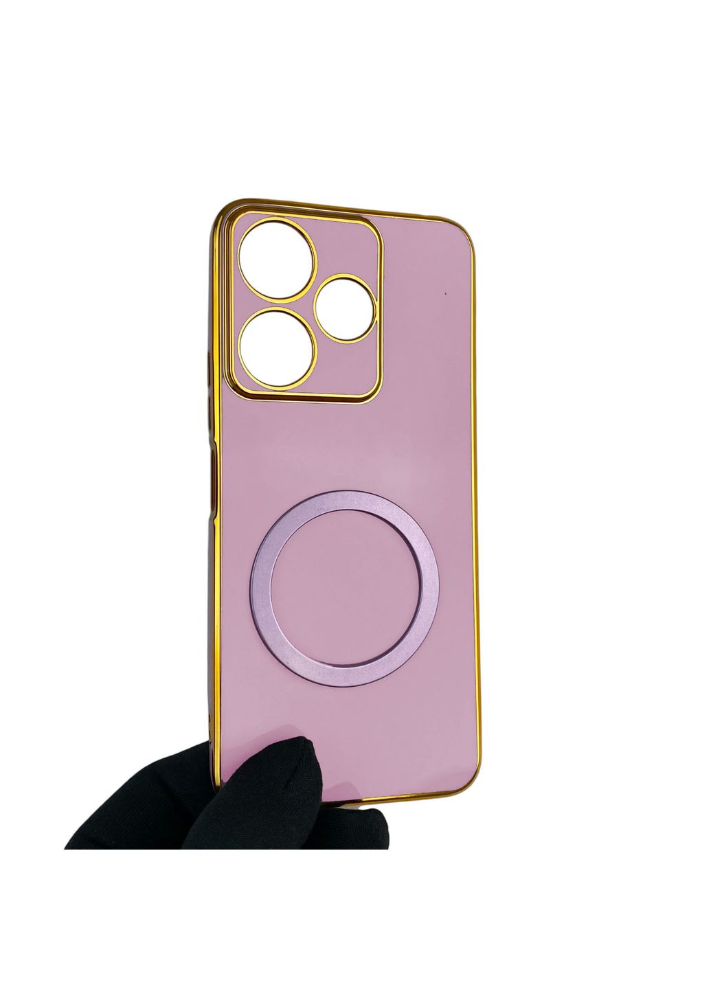 Чохол для Redmi 13 з кільцем MagSafe із золотою окантовкою на сяомі редмі 13 чорничний gs1 Xiaomi (366231585)