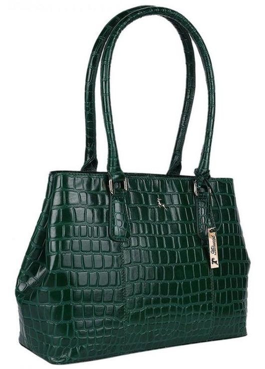 Сумка тоут через плече жіноча шкіряна середня Зелений 35986 Ashwood (338182716)