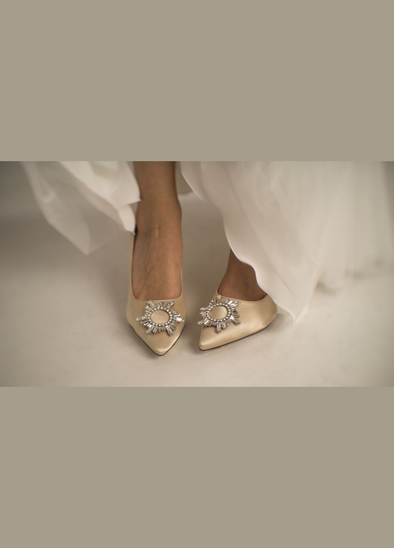 No Brand Праздничные туфли брошь и камни бежевый з текстиль, — лето (300578244)