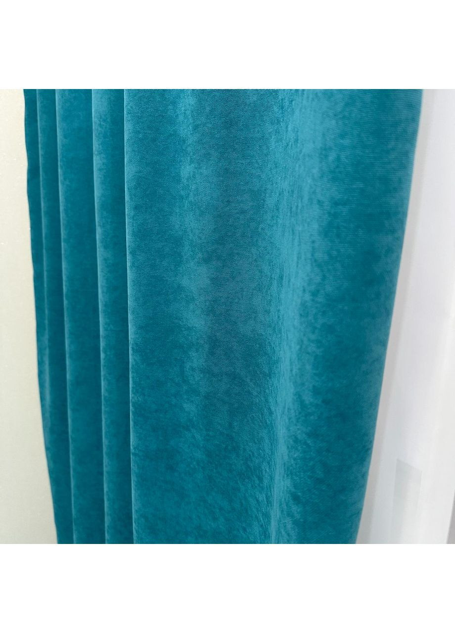 Комплект штор бірюзового кольору мікровелюр "Luxury Touch" (2 шт. по 1.5x2.7 м)- готові на тасьмі. Розкіш та затишок! No Brand (366561124)