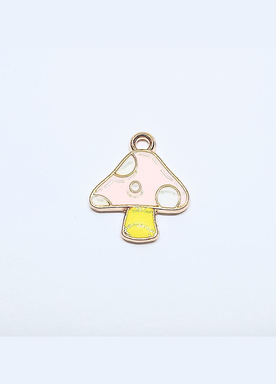 Подвески металлические Кулон грибочек Натуральное золото розовая белая эмаль 15.5 мм x 13 мм х 1.4 мм Finding (328942973)