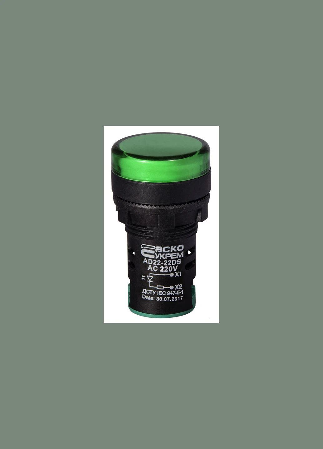 Лампа сигнальная 22мм зеленый LED 220V АC [A0140030045] AD22-22DS АСКО (344531473)