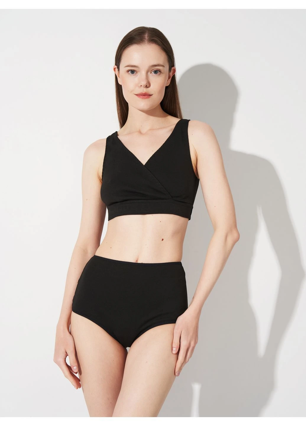 Высокие послеродовые трусы черные, натуральный интерлок Koko boutique (397411941)