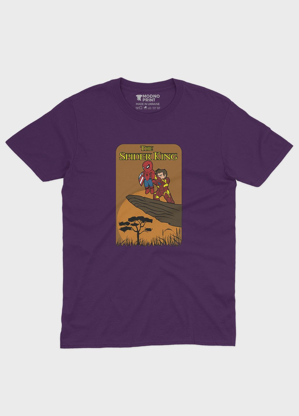 Фиолетовая демисезонная футболка для девочки с принтом супергероя - человек-паук (ts001-1-dby-006-014-060-g) Modno