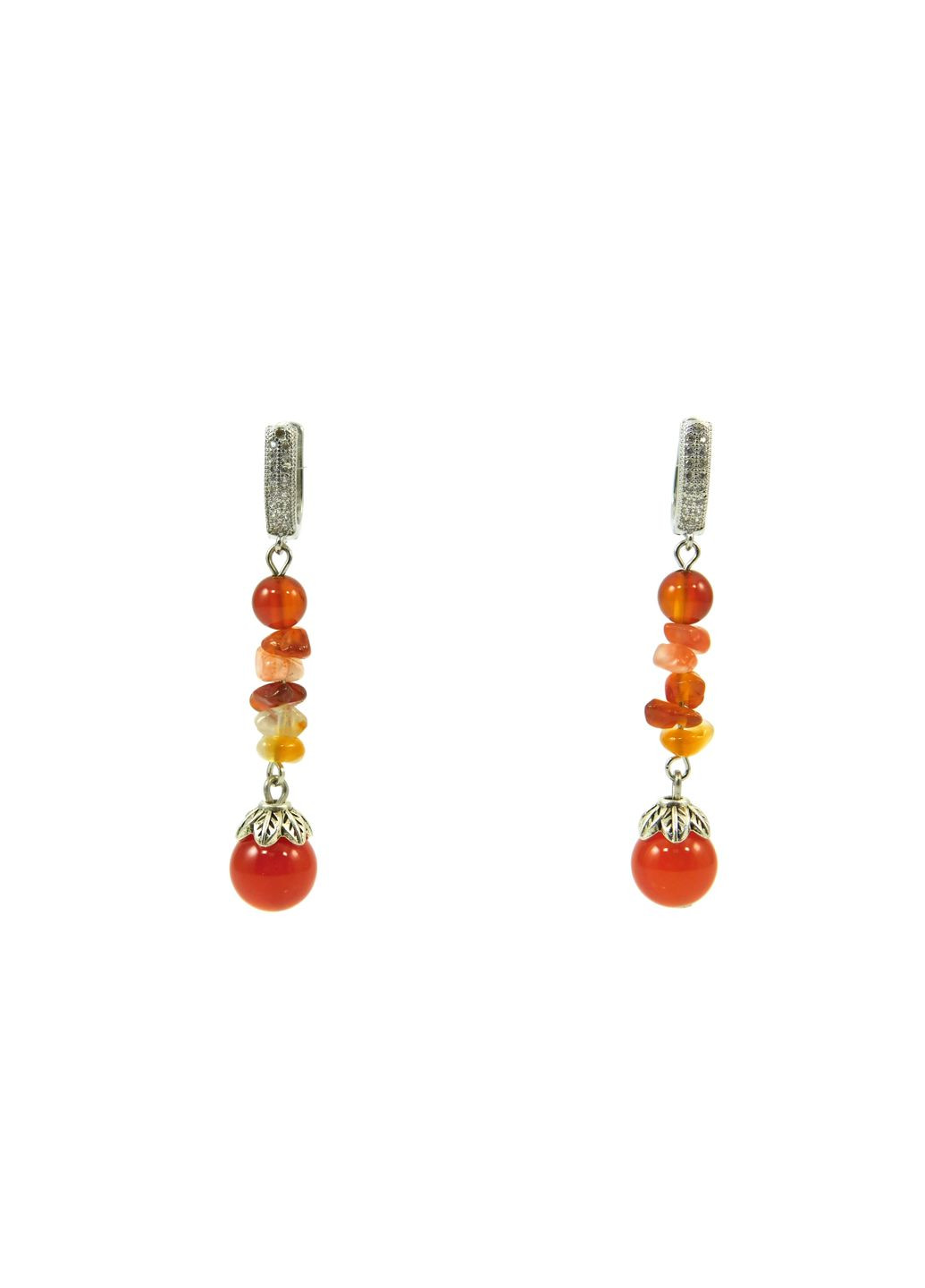 Эксклюзивные серьги "Соля" Сердолик, крошка Fursa fashion (315591488)