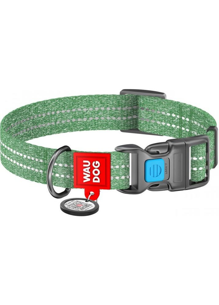 Ошейник для собак Re-cotton с QR паспортом, светоотражающий, ш. 25 мм, дл. 33-49 см Зеленый (4823089343242) shop (4823089343242) WAUDOG (362307724)