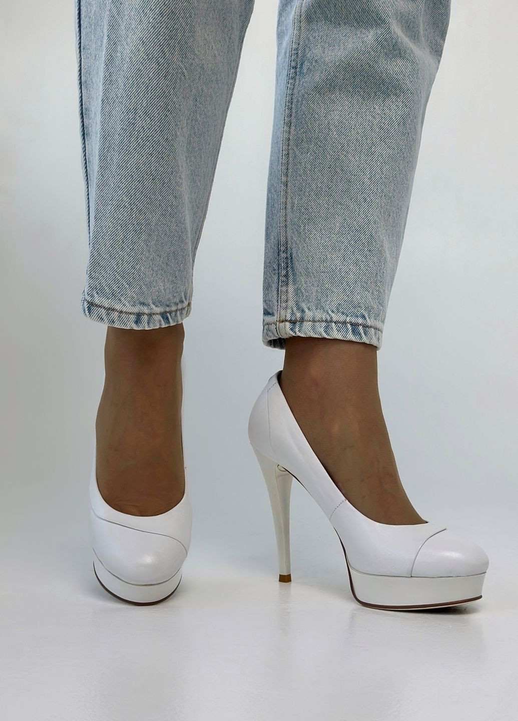 Туфли женские белые на высоком каблуке Respect на высоком каблуке