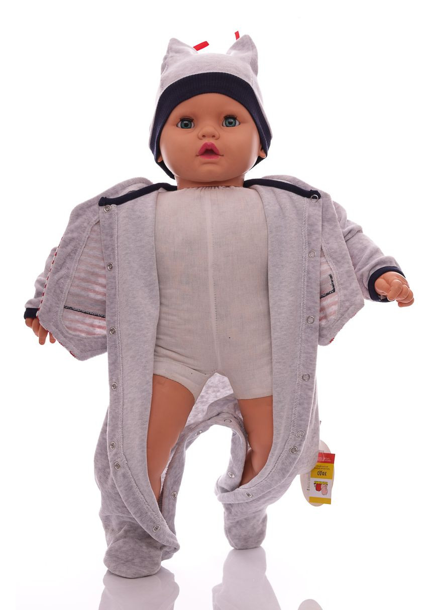 Человечек для мальчика велюровый с жилеткой серый 62 см (26519) BABYKROHA (297199192)