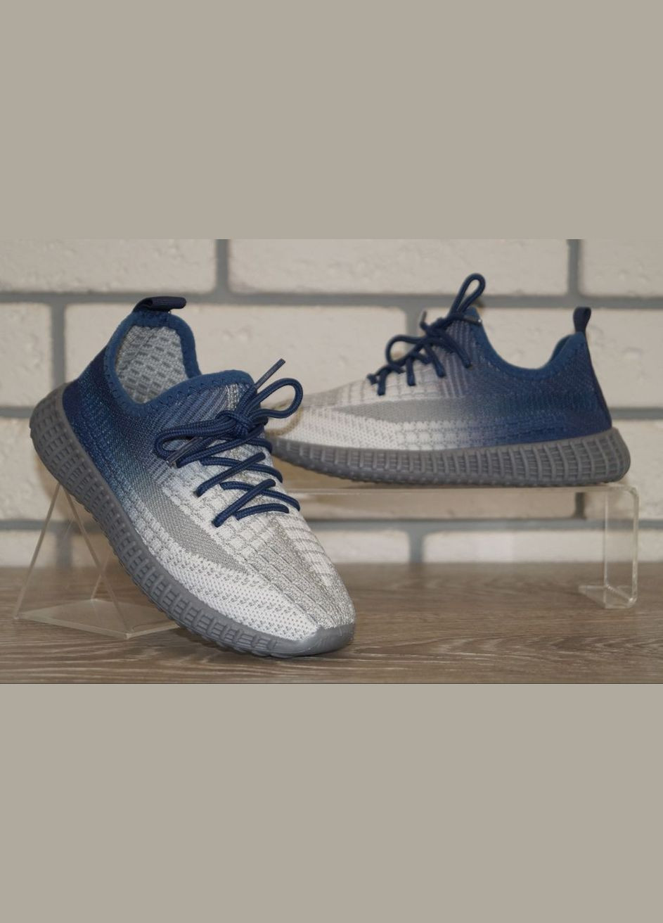 Комбіновані Осінні кросівки текстильні izi для хлопчика білі з синім Blue Rama