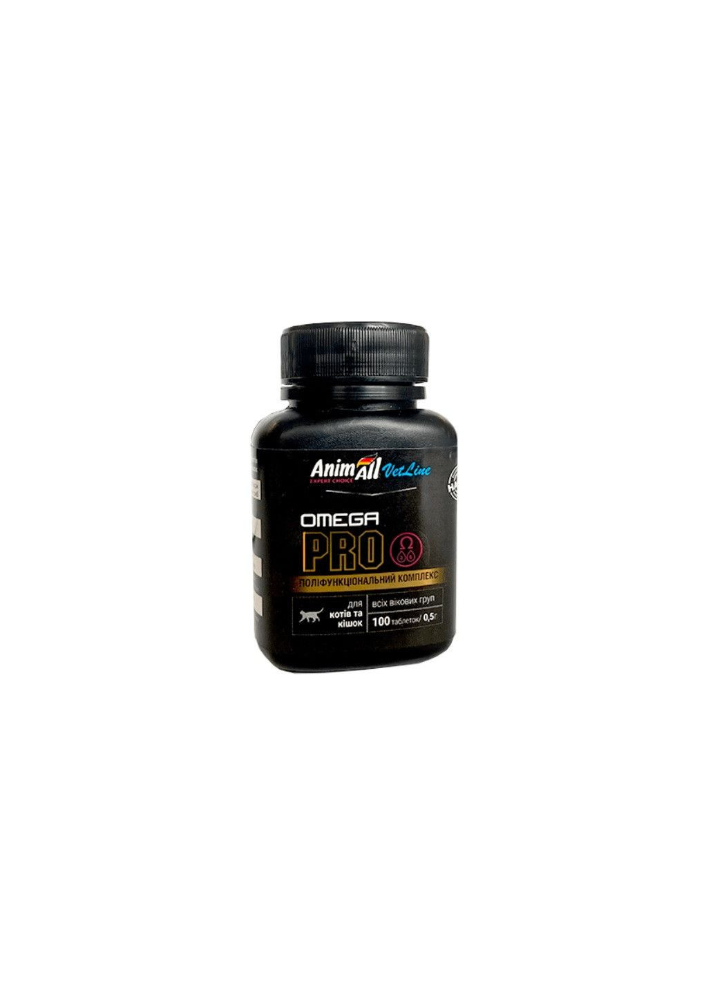 VetLine Omega PRO Вітамінний комплекс з Омега для котів та кішок, 100 таб х 0,5 г, 5553 AnimAll (278308037)