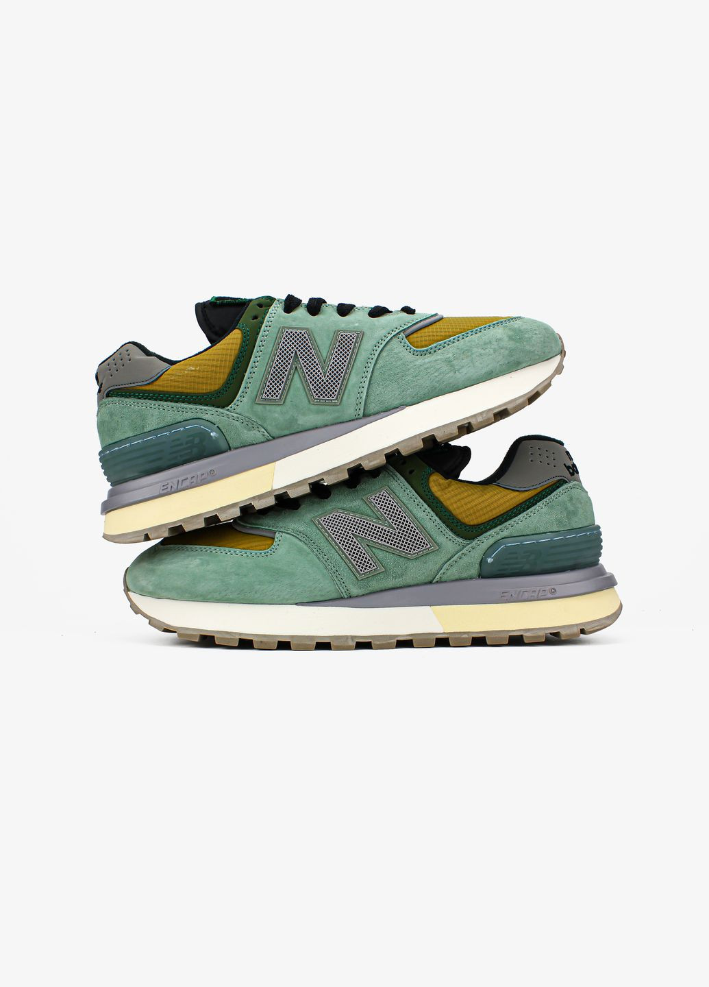 Зеленые демисезонные кроссовки мужские и женские stone island x new balance 574 legacy green | No Brand