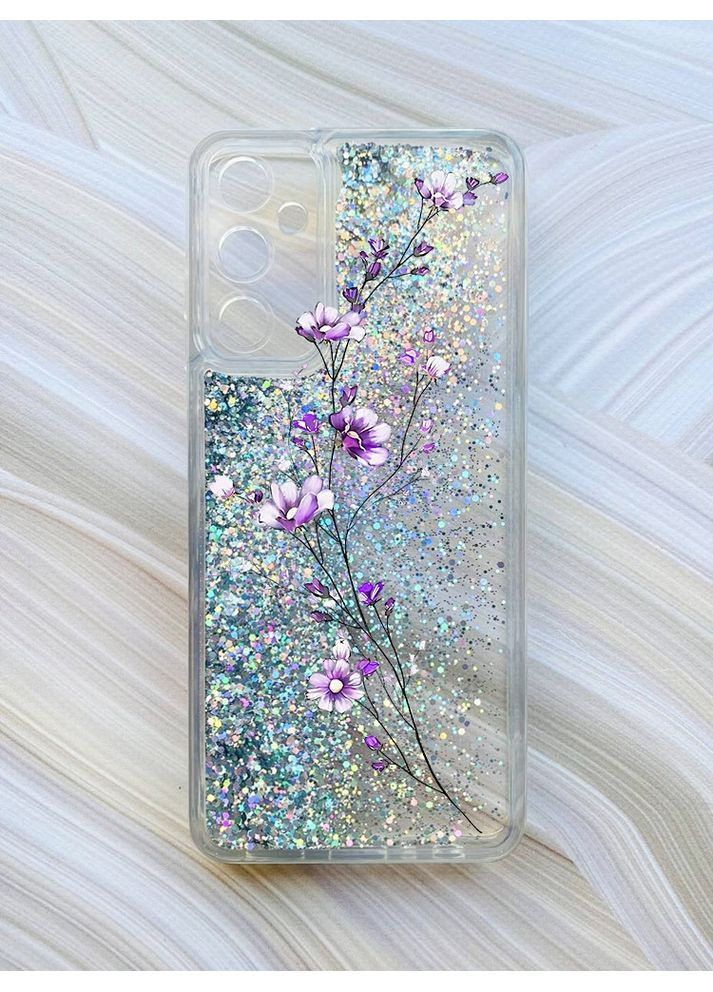Чехол с плавающими блестками на Samsung Galaxy A25 (A256) Веточка цветов (принт 278) CASE CONTROL (360666788)
