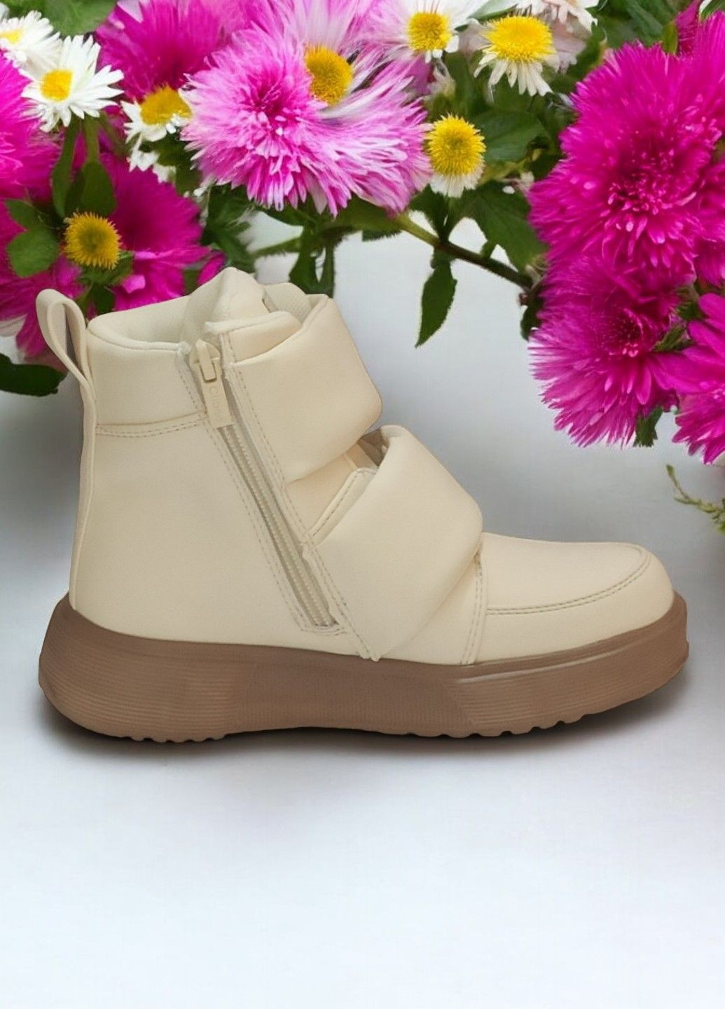 Демісезонні черевики хайтопи утеплені для дівчинки на липучках 512 бежеві Clibee (301940112)