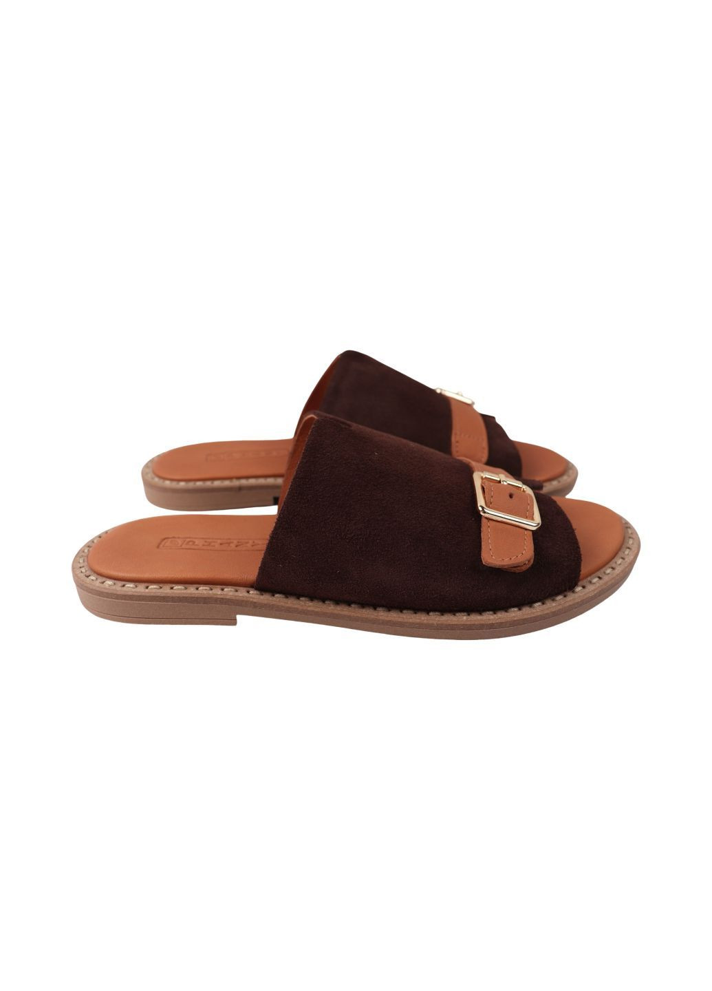 Коричневые шлепанцы женские кабировые натуральная замша Phany