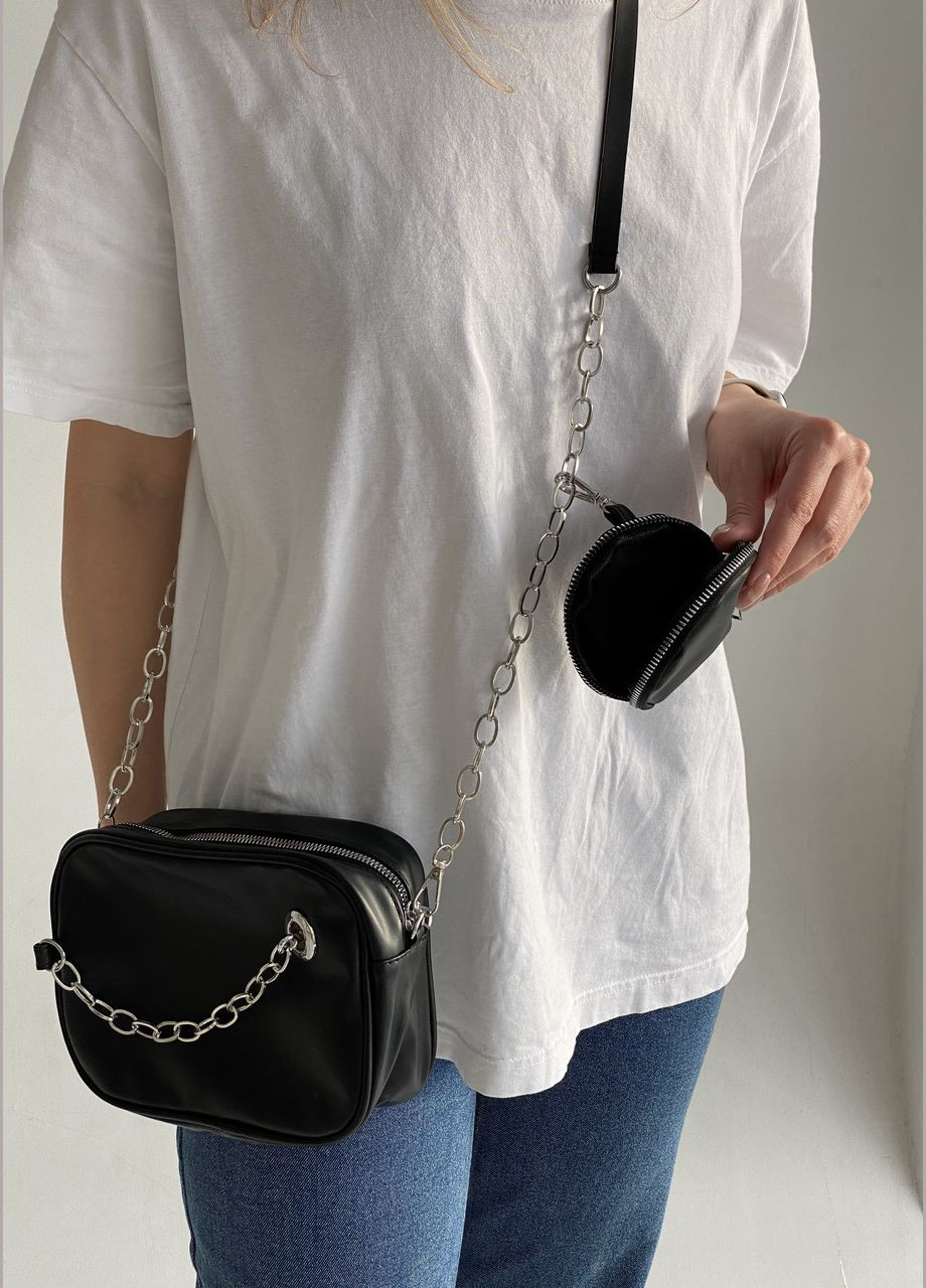 Жіноча сумка 6550 крос-боді через плече чорна No Brand (292631125)