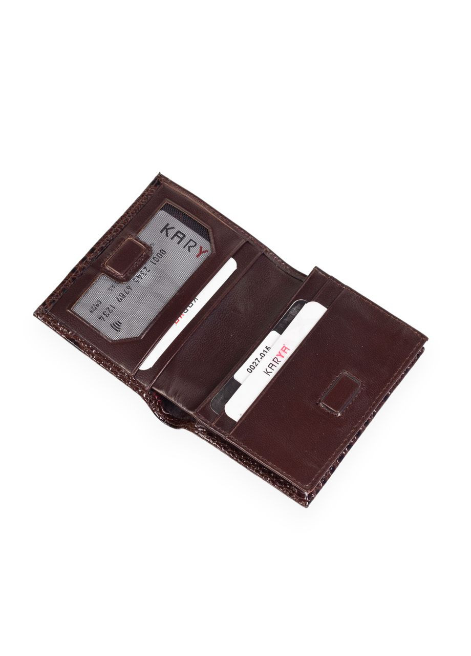 Кожаный картхолдер с отделением для купюр 0027-015 коричневый Karya (261481930)