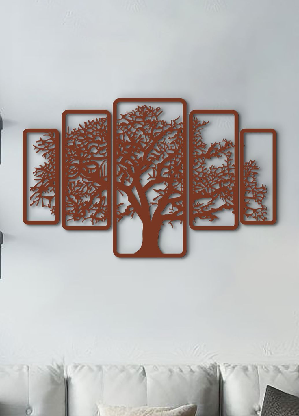 Настенный декор для дома, картина лофт "Дерево картина из 5 частей", декоративное панно 40х65 см Woodyard (292113373)