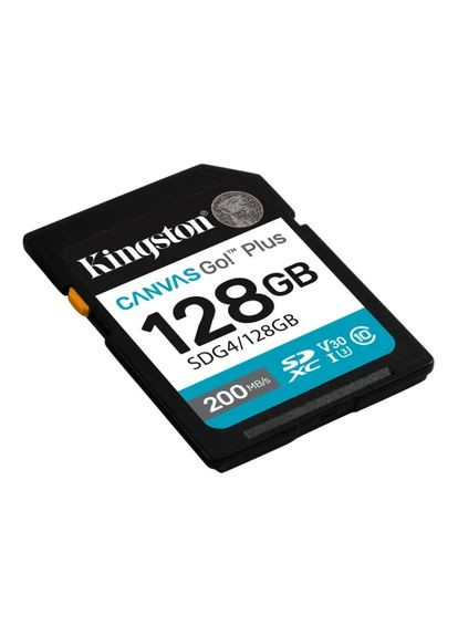 Карта пам'яті SDXC, 128Gb, Canvas Go! Plus, Сlass10 UHS-I U3 V30, до 200 МБ/с (SDG4/128GB) Kingston (370621015)
