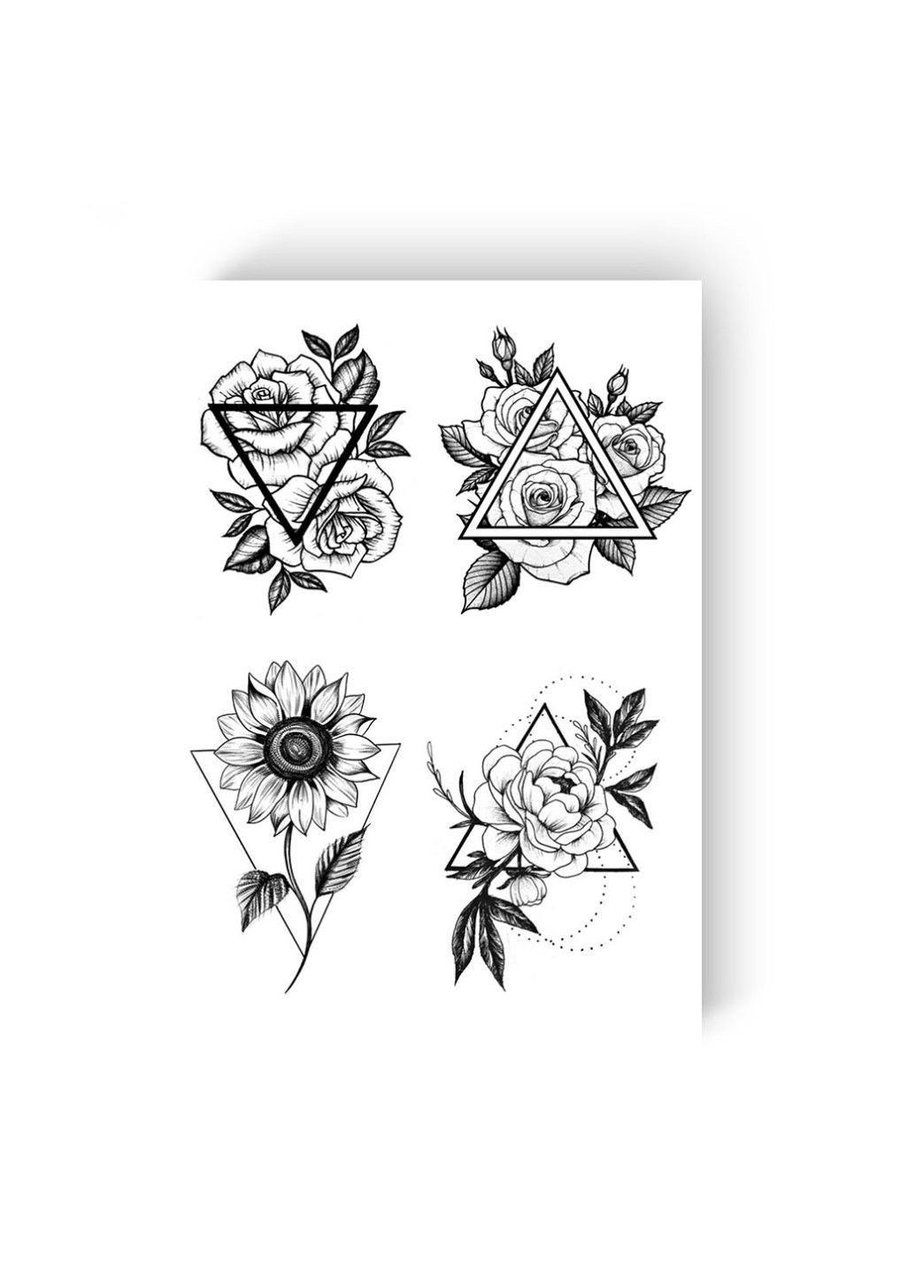 Тату набір "Графічні квіти у трикутнику" Tattooshka (303140417)