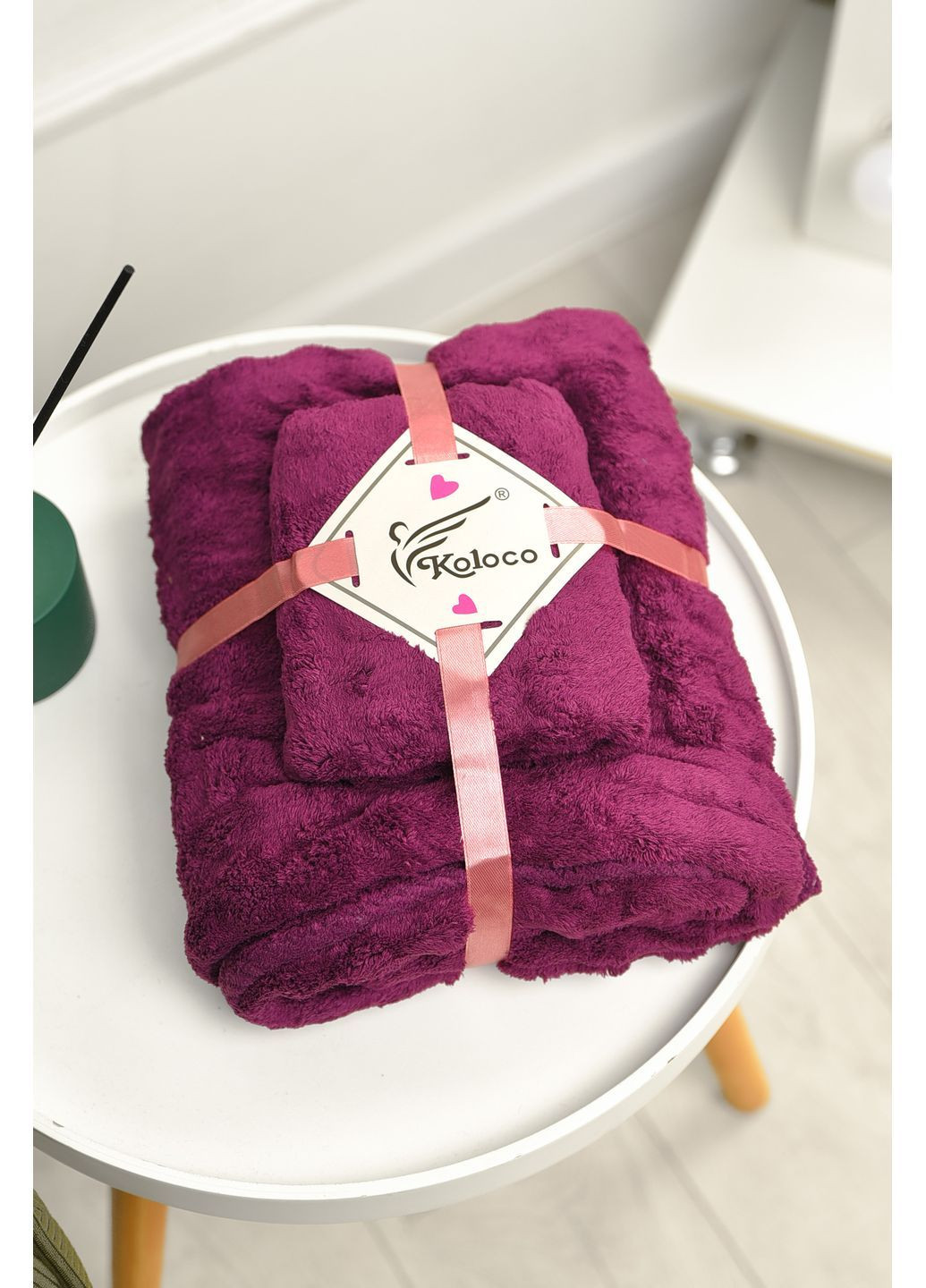 Набір однотонних рушників із мікрофібри банне+для обличчя фіолетового кольору Let's Shop однотонний фіолетовий