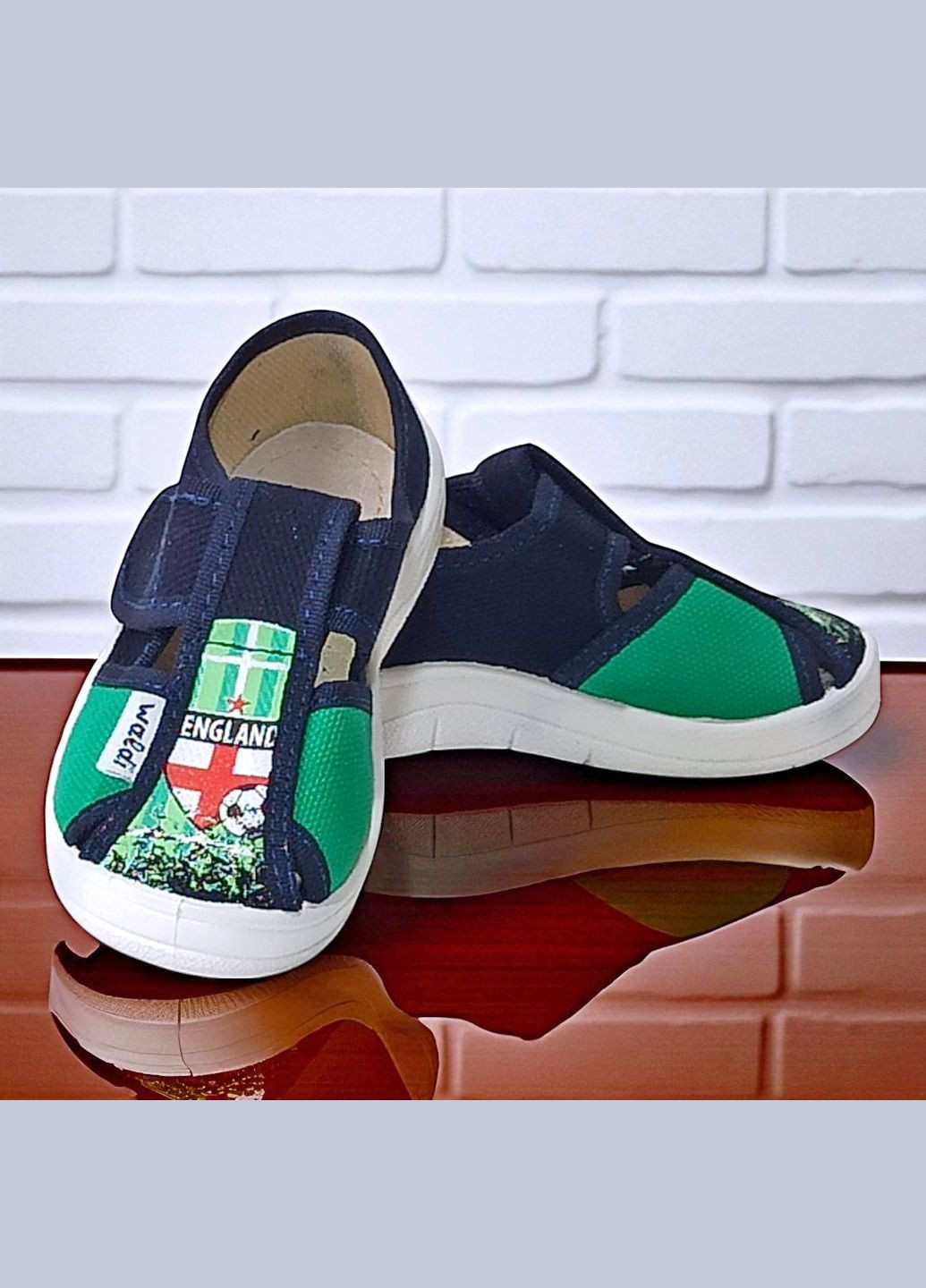 Синие ортопедические тапочки на липучке для мальчика сменная обувь в садик сменка валди Waldi