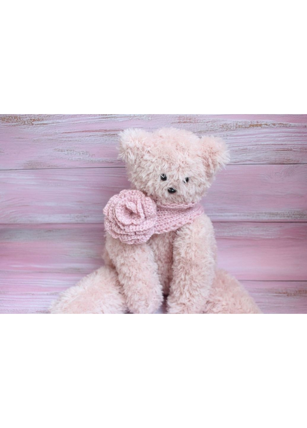 Розовый мишка с цветком ручной работы No Brand (372141853)