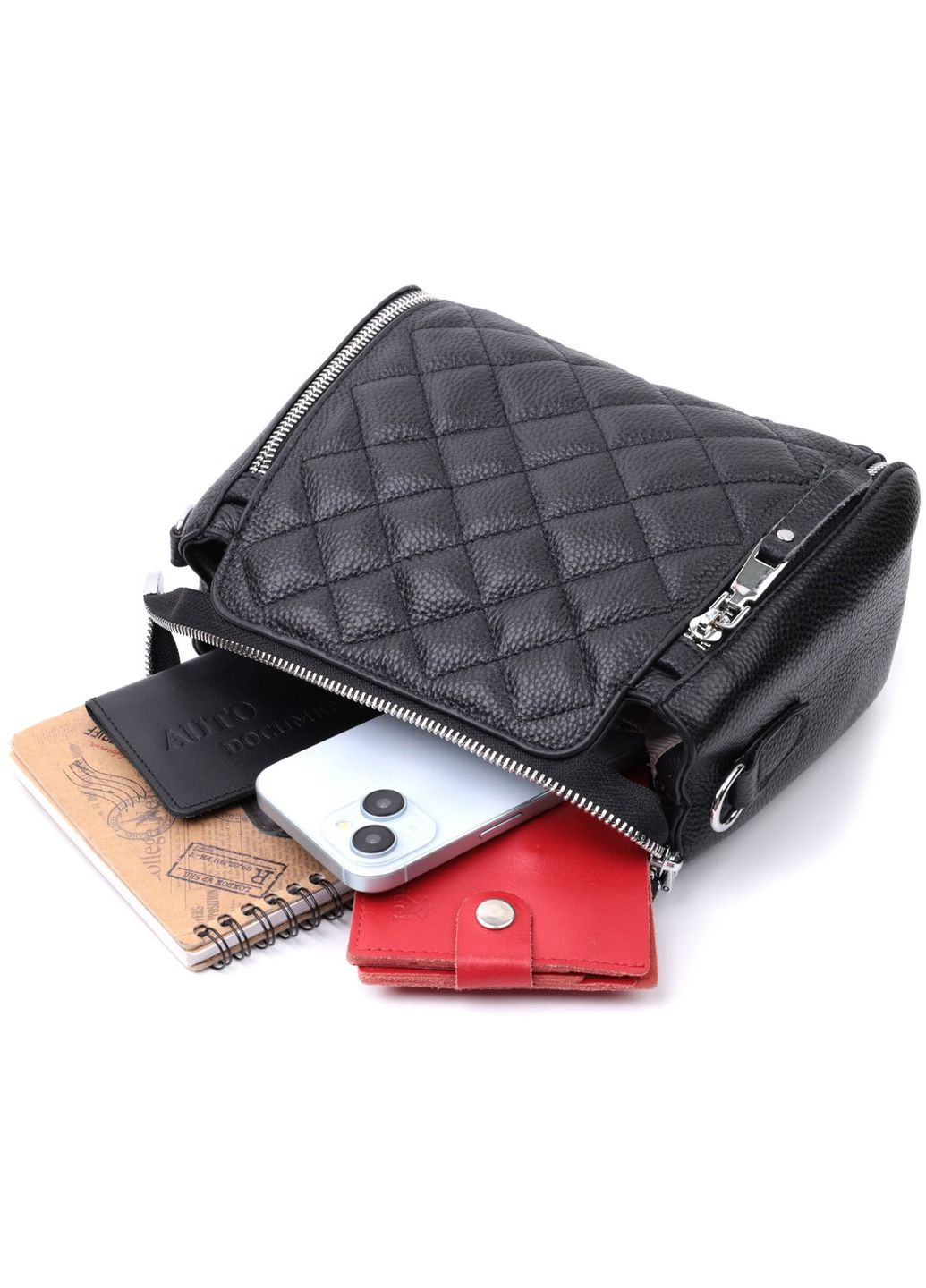 Трендовая сумка для женщин в ромбы из натуральной кожи 22х18х11 см Vintage (315869085)