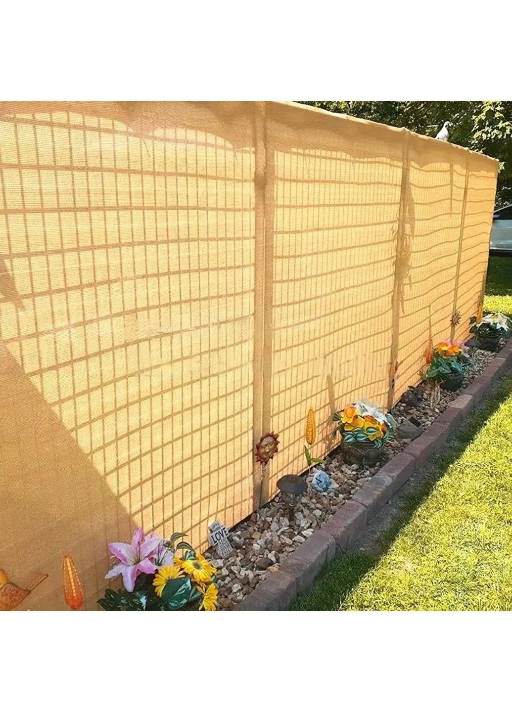 Затеняющая сетка для забора (2 х 3м) Бежевый No Brand (332634495)