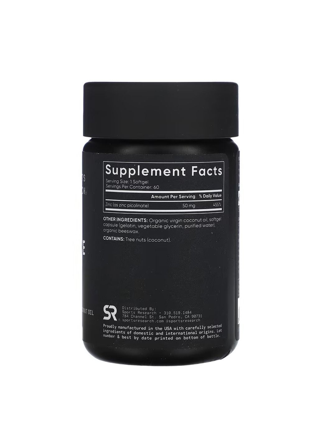 Цинк піколінат Zinc Picolinate 50mg - 60 softgels Sport Research (364201582)