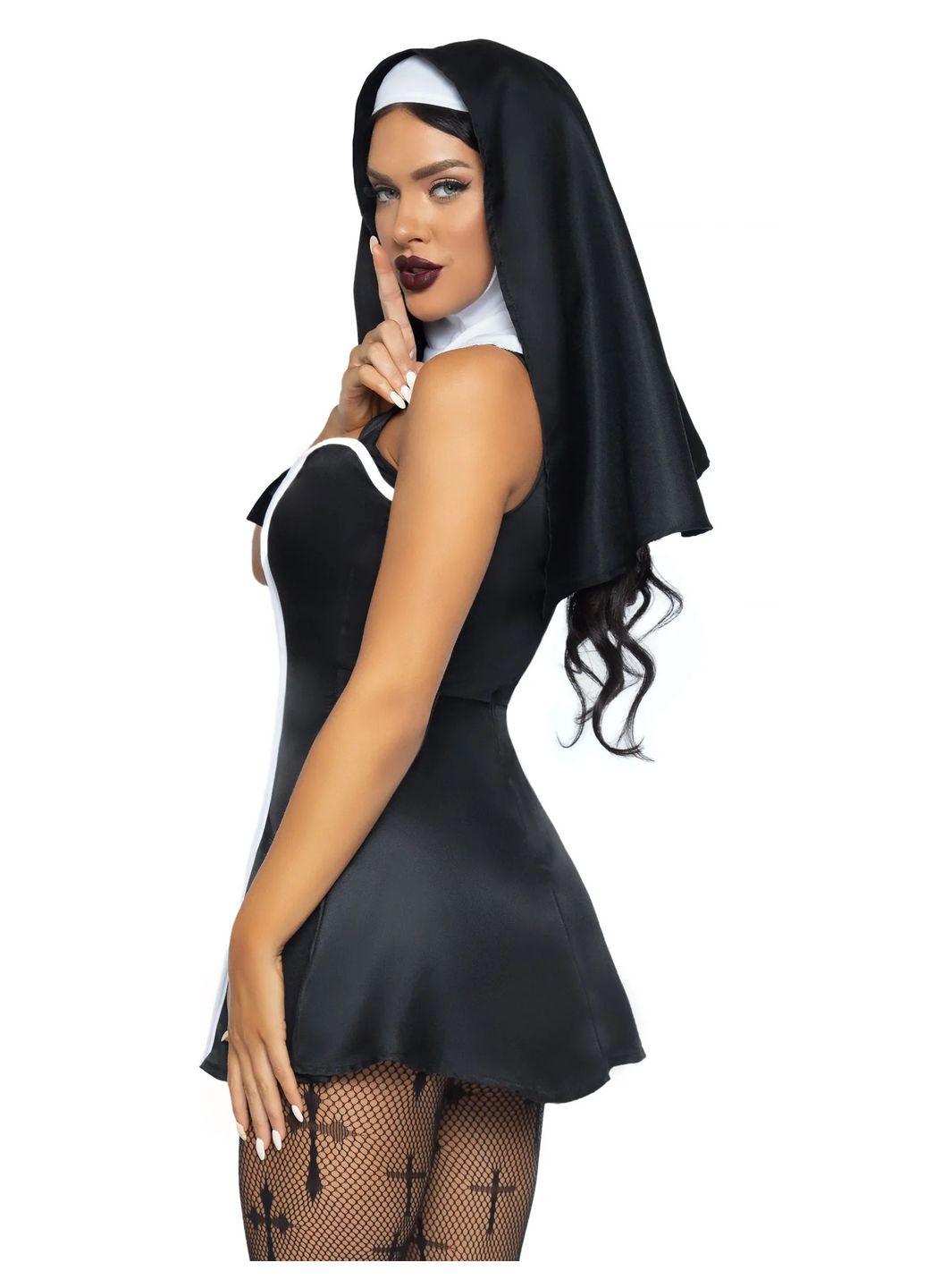 Костюм монашки, М, Naughty Nun 2 предмета, черный Leg Avenue (298862619)