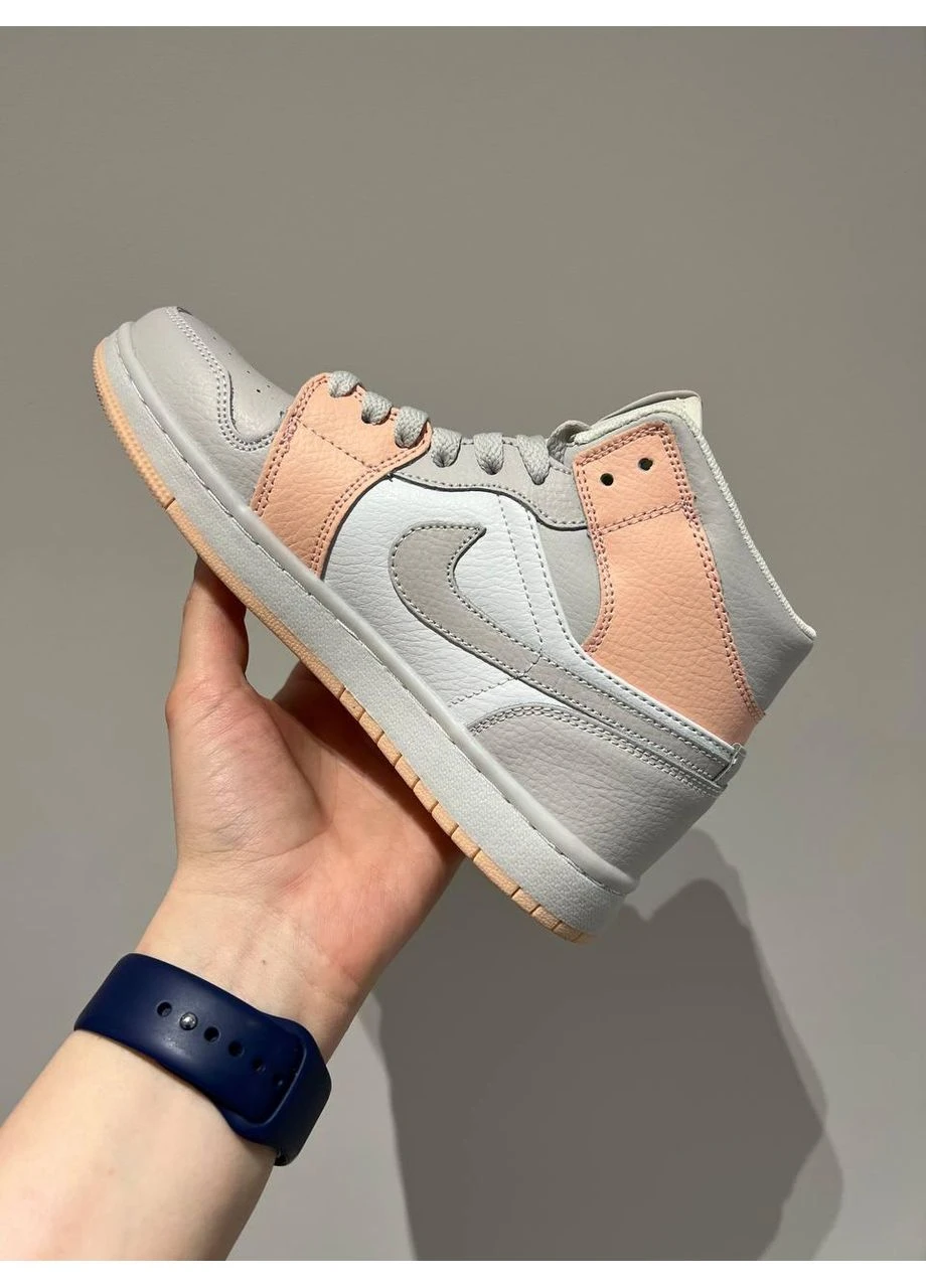 Серые демисезонные кроссовки мужские nike air jordan 1 grey brown найк аир джордан серые No Brand