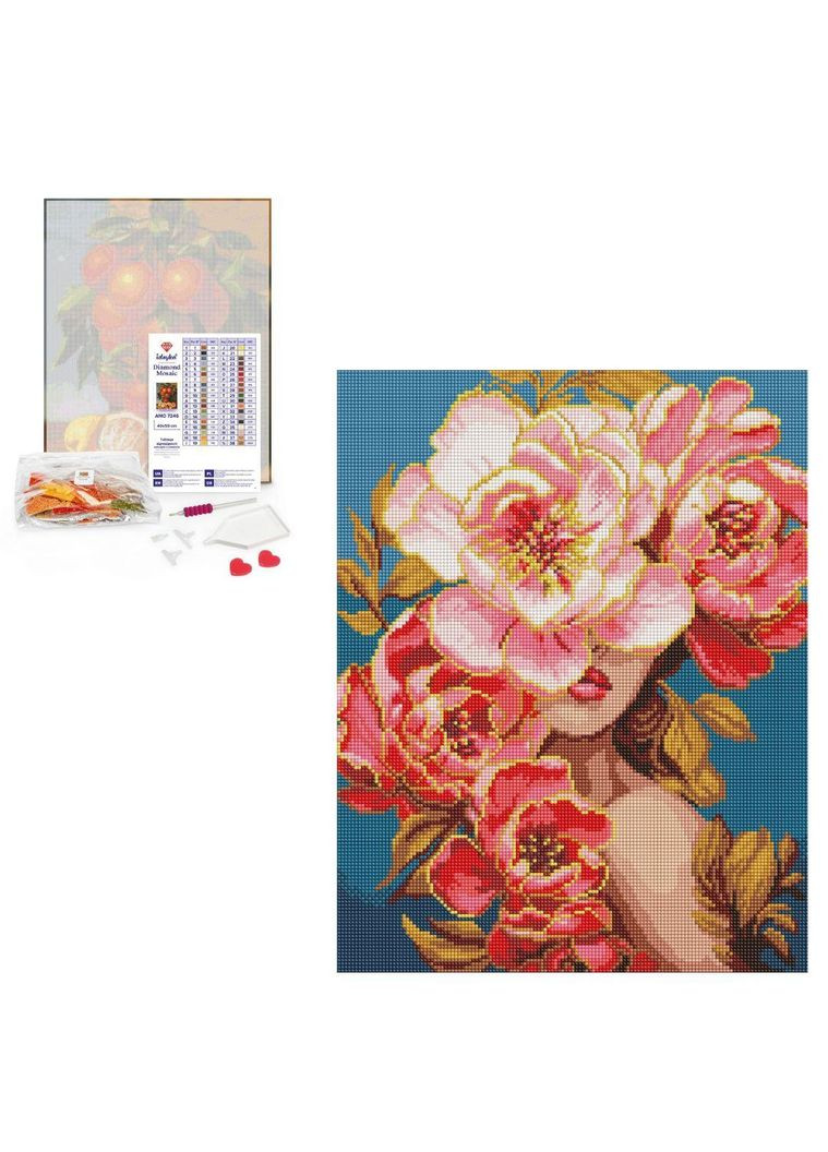 Алмазна мозаїка "Квіткова грація" 40х50 см — набір для створення картини зі страз (AMO8004) Ідейка (339402598)