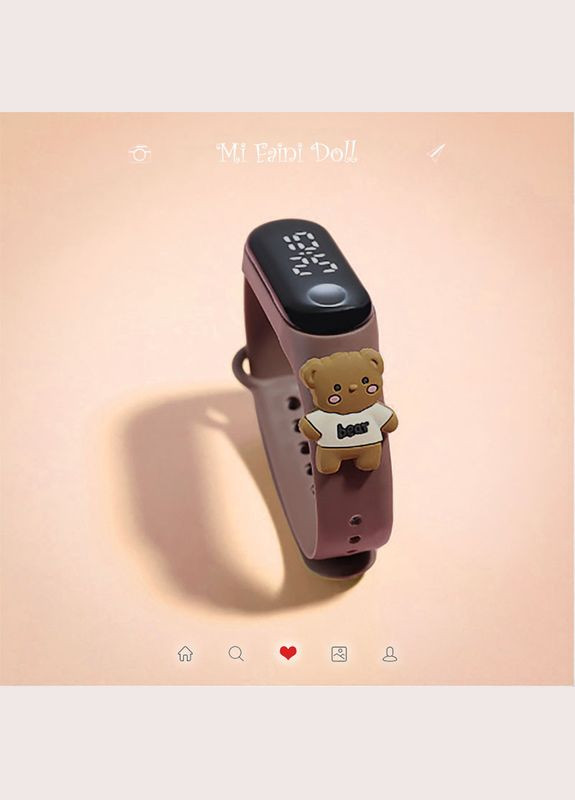 Дитячий сенсорний електронний годинник з 3Д браслетом Водонепроникний Ведмідь Bear Hello Kitty коричневий PRC (262890151)