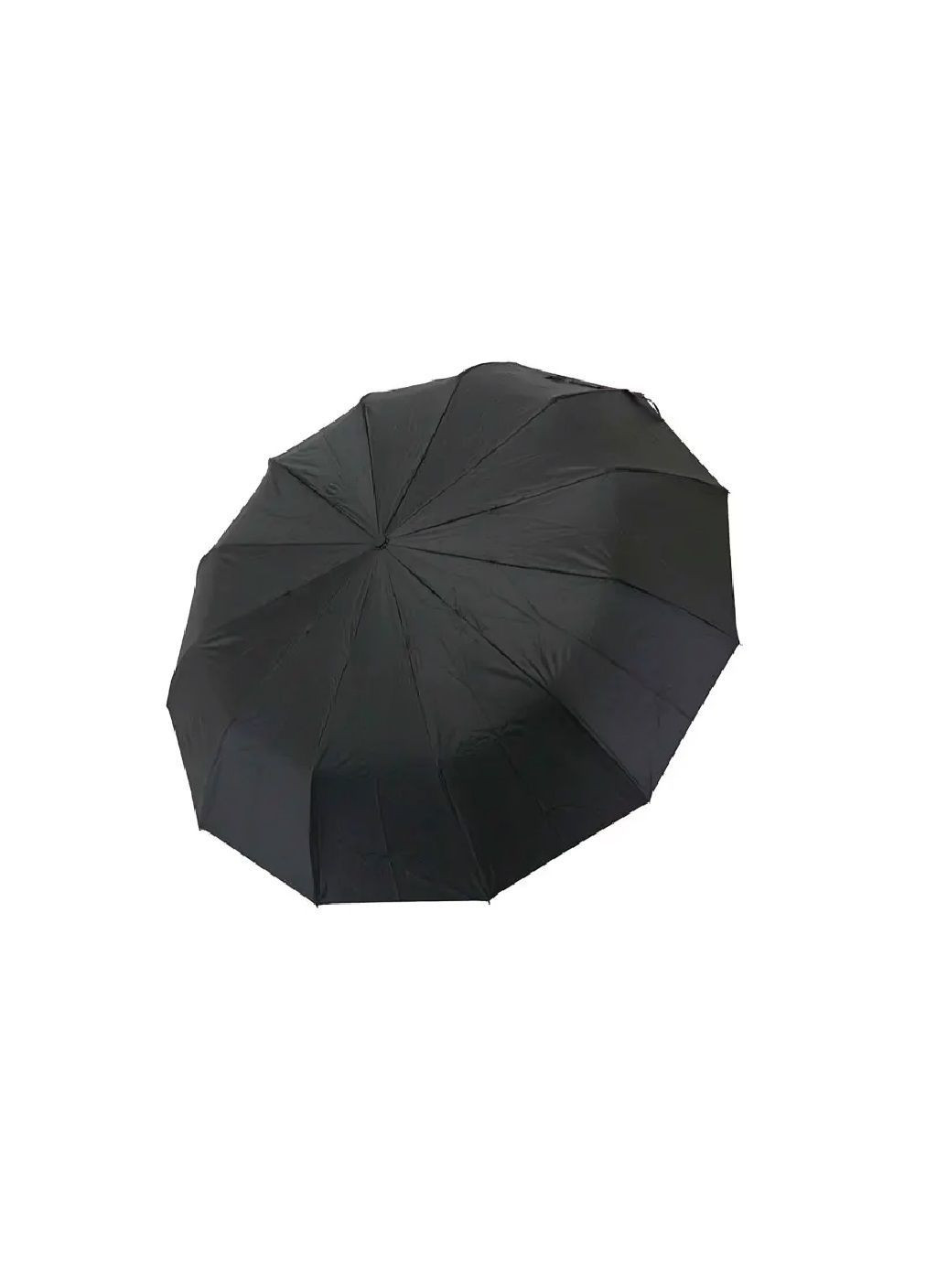 Чорна складана парасолька автомат на 12 спицях з антиковзаючою прогумованою ручкою системою антивітер (481480-prob) чорна Unbranded велика система антивітер (362312423)