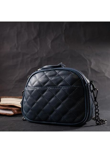 Сумка крос-боді через плече з жіночим ланцюжком з натуральної шкіри маленька Синій 37179 Vintage (353690068)