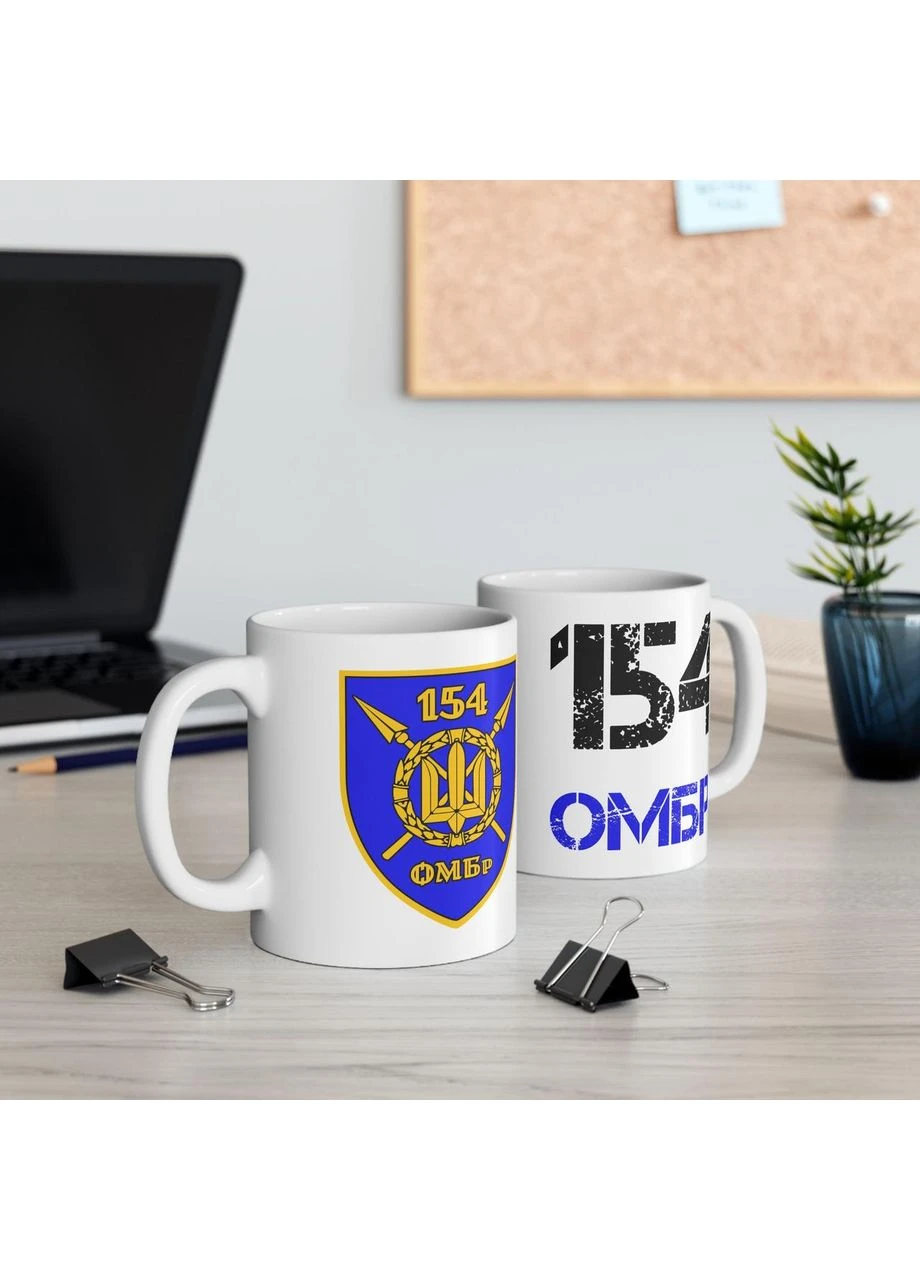 Чашка з шевроном "154-а окрема механізована бригада " No Brand (368671441)