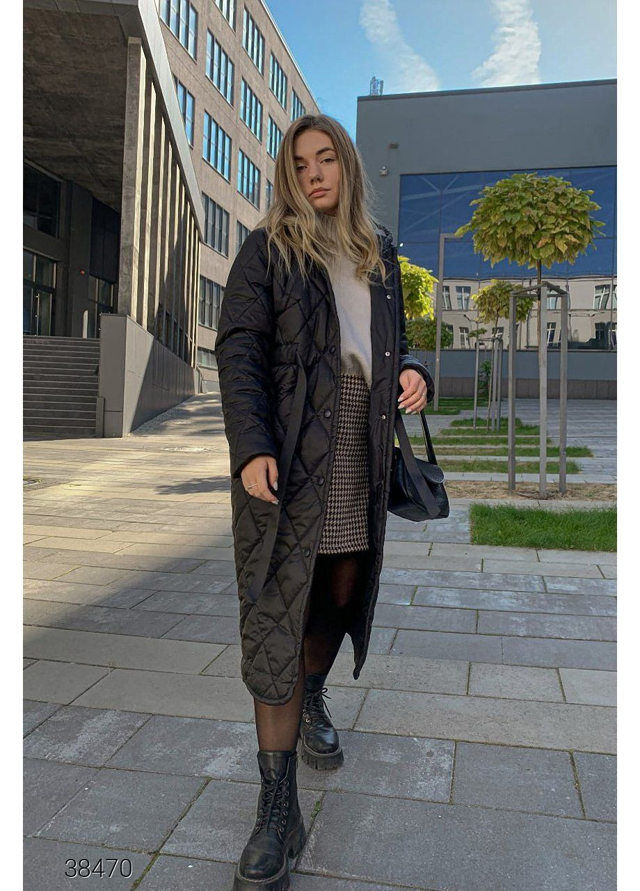 Чорне демісезонне Пальто стьобане з капюшоном Byron