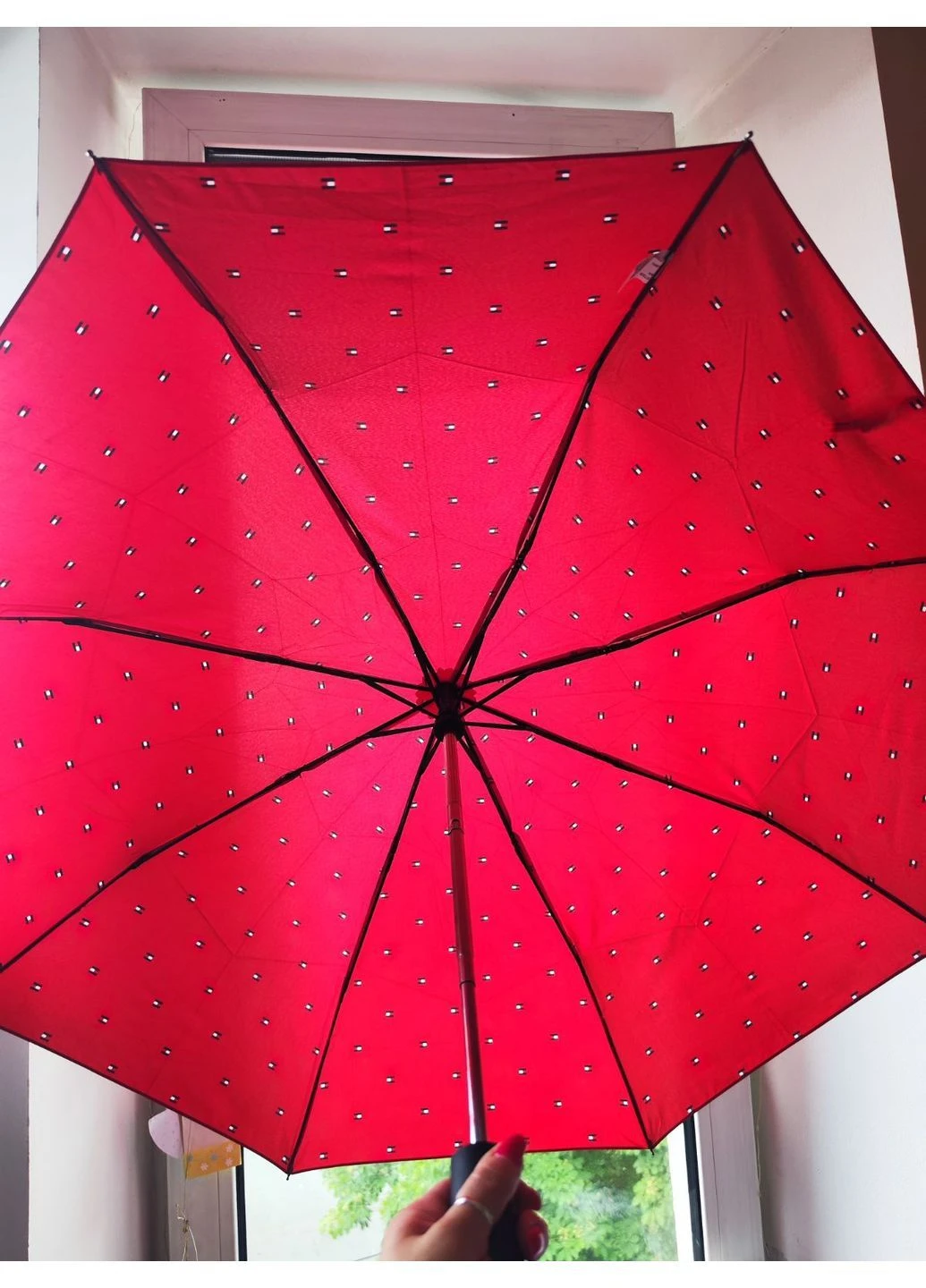 Червона} парасолька повний автомат flag umbrella Tommy Hilfiger система антивітер (396527509)