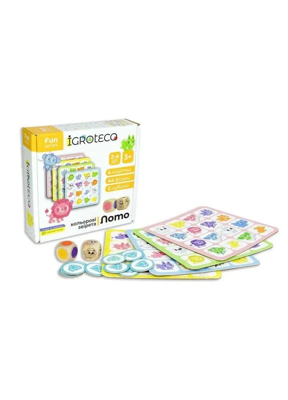 Детская настольная игра Умное Лото "Цветные зверята" 900804 Igroteco (392274643)