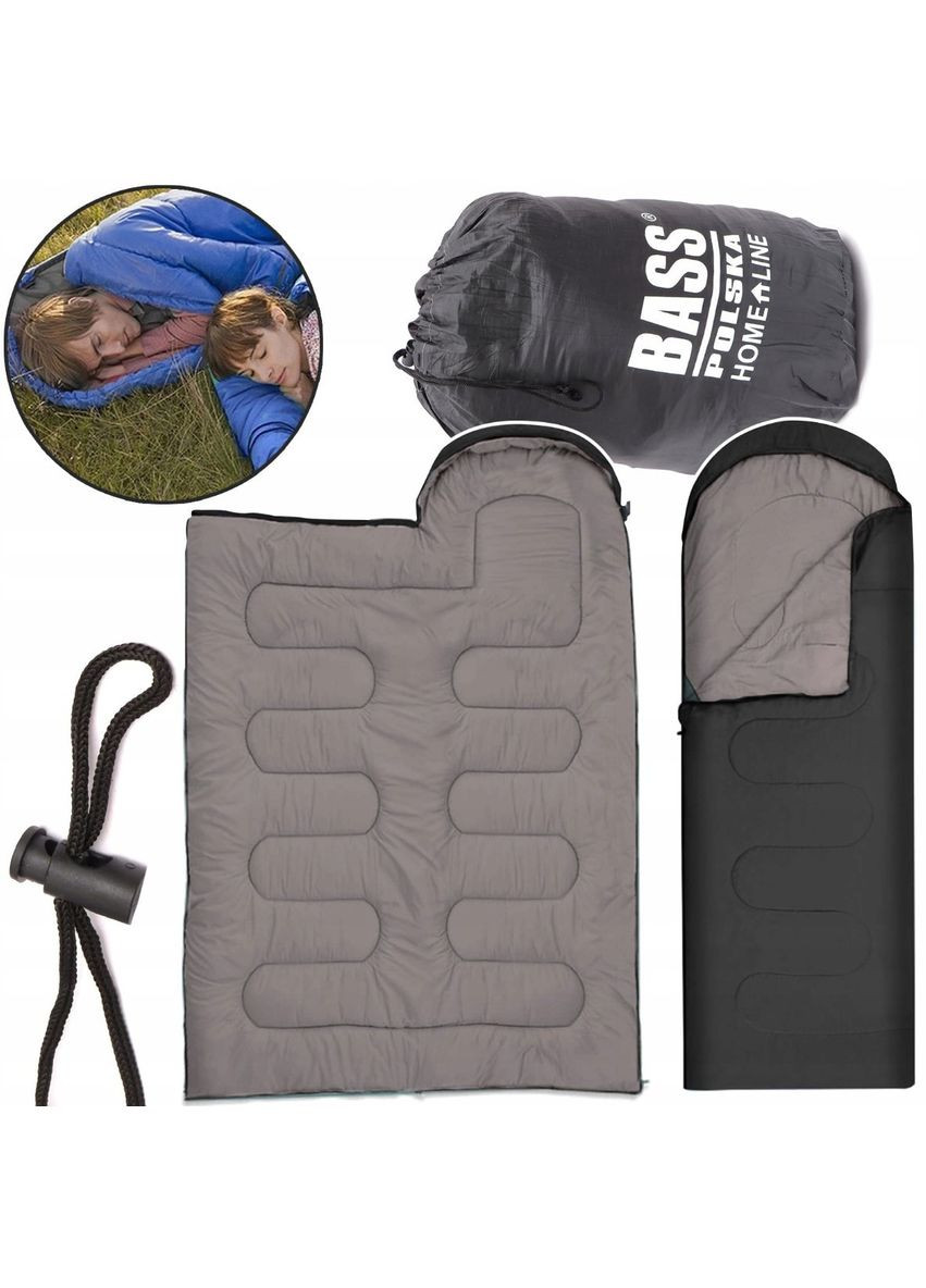 Спальний мішок з капюшоном,туристична ковдра 2 в 1 BH 41999 Чорний Bass Polska (368698017)