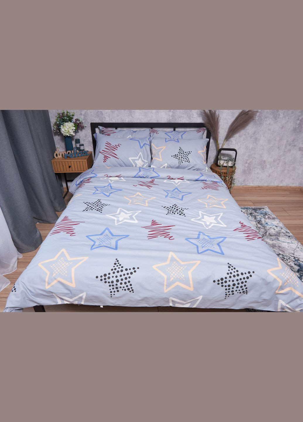 Комплект постільної білизни Бязь Gold Люкс «» полуторний євро 160х220 наволочки 4х70х70 (MS-820001657) Moon&Star Light Stars (285717176)