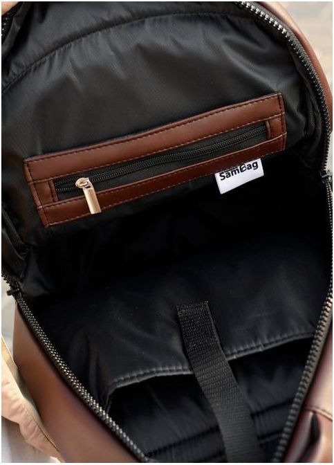 Рюкзак женский из экокожи 15 л городской спортивный с отделением для ноутбука маленький Коричневый 39813 Sambag (355884700)