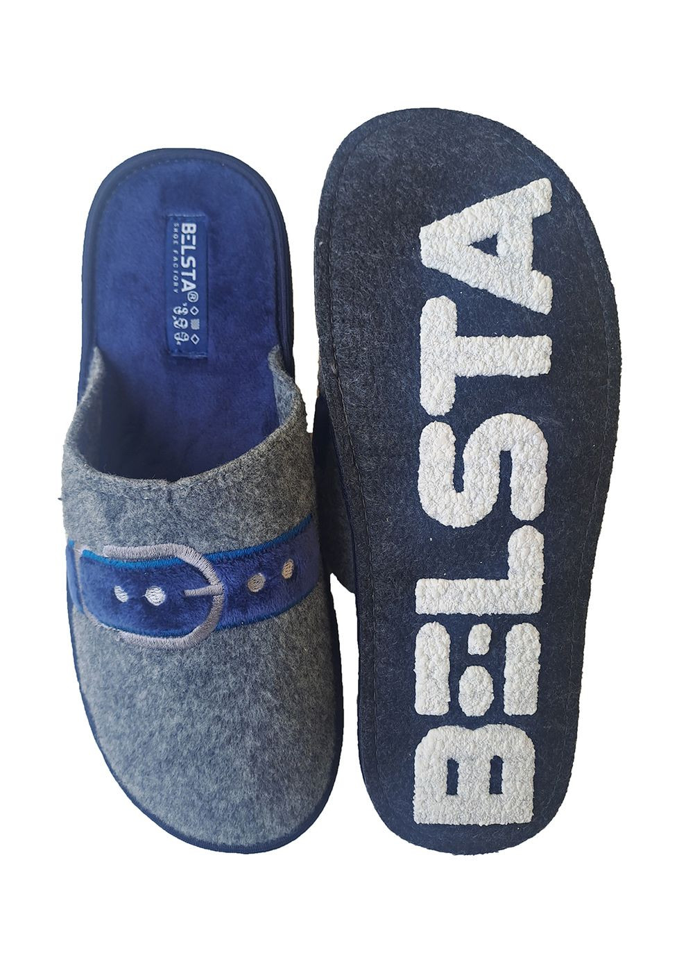 Синие тапочки мужские бесшумные войлочные закрытые Белста