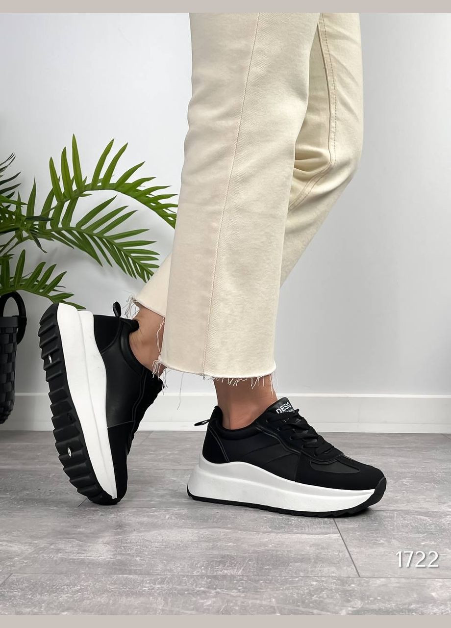 Черно-белые демисезонные стильные женские кроссовки No Brand