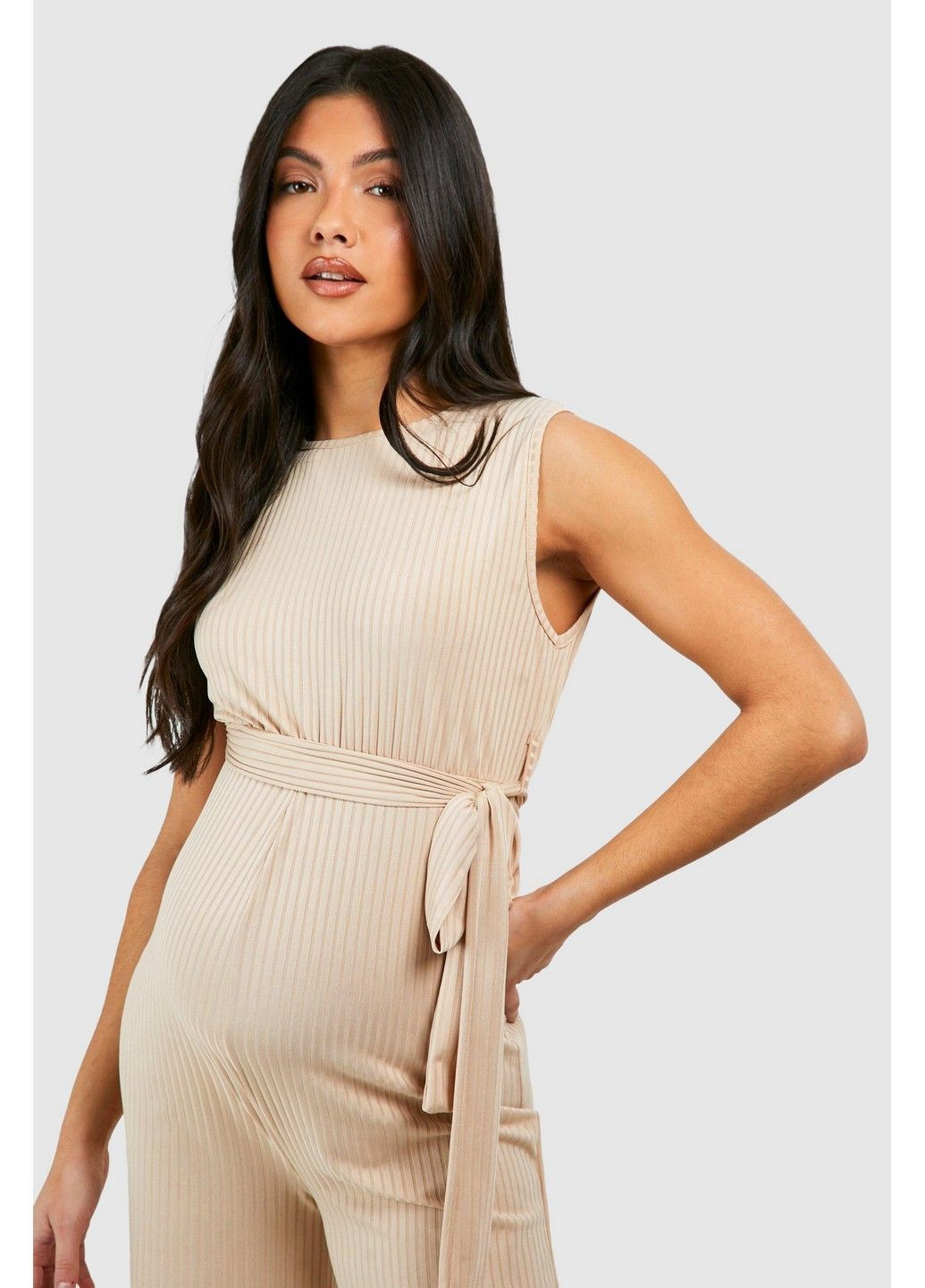 Комбинезон для беременных Boohoo однотонный бежевый кэжуал