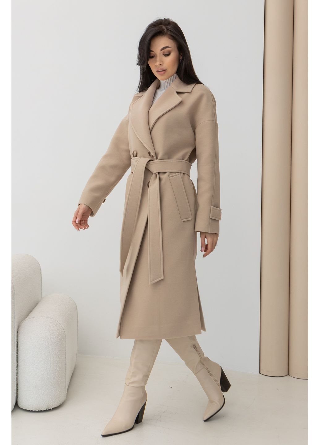 Песочное зимнее Пальто зимнее S06 CHICLY