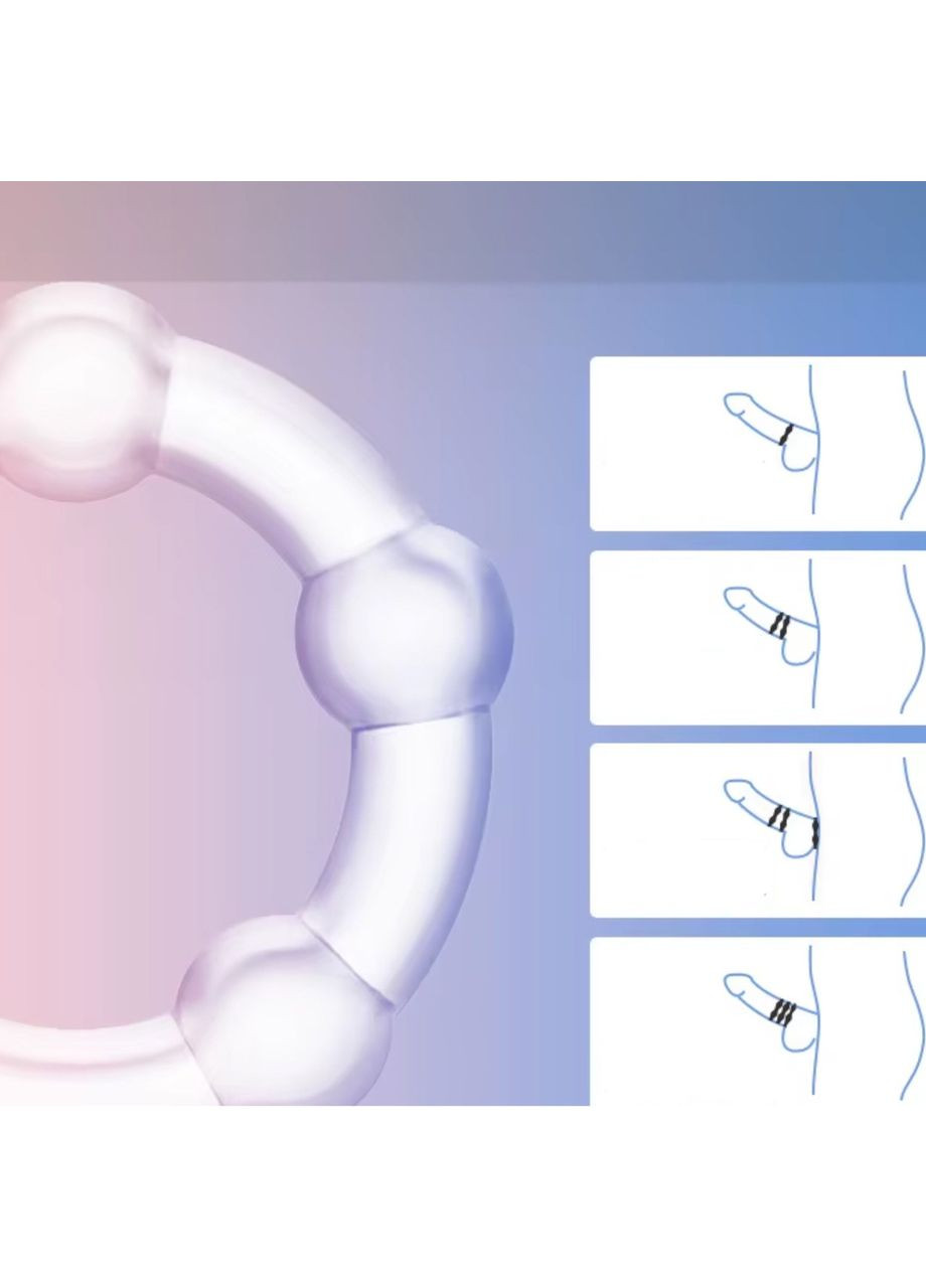 Кольцо на пенис набор 3 шт кольцо на член эрекция с шариками разного размера голубого цвета China (317747723)